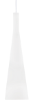 Biała pojedyncza smukła lampa wisząca z dmuchanego szkła Ideal Lux 026787 Milk E27 14cm x 268cm