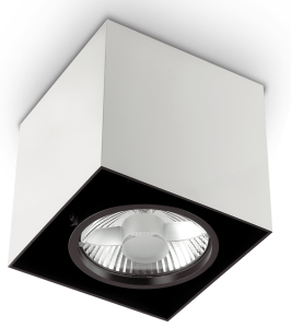 Biało czarna lampa sufitowa punktowa spot sześcian z regulacją Ideal Lux 140933 Mood ES111 15cm x 15cm