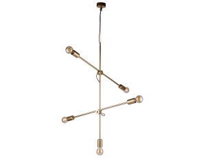 Złota industrialna lampa wisząca z regulowanymi ramionami Nowodvorski 9076 Sticks V 5xE27 120cm x 74cm