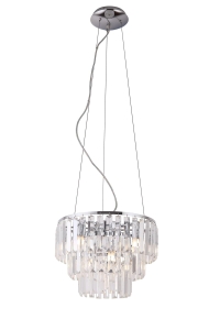 Chromowana lampa wisząca z kaskadowo ułożonymi kryształkami MaxLight P0259 Monaco 9xG9 42cm