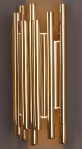 Złoty kinkiet ściemnialny walce tuleje MaxLight W0187D Organic LED 8x1W 3000K