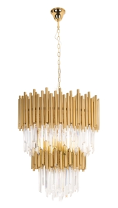 Nowoczesny złoty kryształowy piętrowy żyrandol MaxLight P0283 Vogue 16xE14 60cm x 150cm