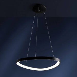Czarna okrągła lampa wisząca obręcz 61cm Vivida International 0083.30.NE DIM WN Lifering LED 48W 3000K/4000K ściemnialna