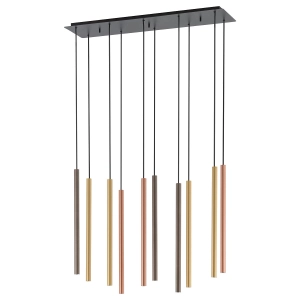 Lampa wisząca wielokolorowe walce nad blat lub wyspę prostokątna rozeta Nowodvorski 10705 Laser X 10xG9
