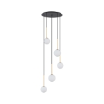 Lampa wisząca białe kule złote dodatki i czarna okrągła rozeta Nowodvorski 10303 Karo V 5xG9 48cm x 120cm