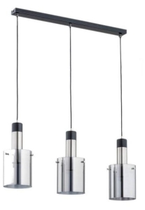 Lampa wisząca nad stół czarno srebrna szklane cylindryczne dymione klosze Bella Silver Alfa 62169 3xE27 90cm x 73cm
