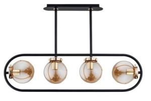 Nowoczesna lampa wisząca elipsa czarno złota szklane bursztynowe klosze kule Saran Alfa 62148 3xE14 53cm x 80cm