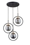Nowoczesna lampa wisząca czarno złota dymione szklane klosze kule i okrągła płaska podsufitka Akira Alfa 62175 3xE14 90cm x 40cm