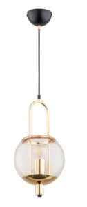 Pojedyncza lampa wisząca czarno złota w stylu vintage szklany klosz kula Lerans Alfa 60895 E27 75cm x 20cm