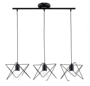 Minimalistyczna lampa wisząca nad stół czarna listwa i metalowe gwieździste klosze Timla Alfa 62149 3xE27 90cm x 81cm