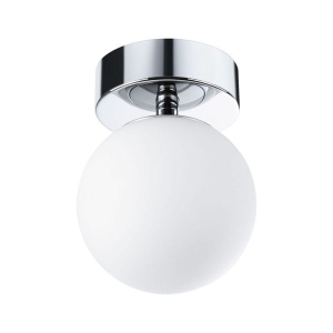 Lampa sufitowa ścienna chromowana podstawa i biała kula Paulmann PL71065 Gove LED 9W 3000K IP44 17cm