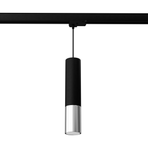 Czarno chromowana lampa wisząca walec na szynę 3-fazową Thoro MYL.00009 Loopez z żarówką GU10 4000K 7W 530lm