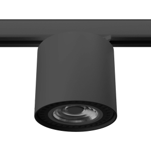 Czarny reflektor tuba walec na szynę 3-fazową Thoro MYL.00038 Tube z żarówką GU10 7W 510LM 3000K 12x12cm