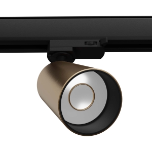 Szczotkowany mosiądz reflektor na czarną szynę 3-fazową Thoro MYL.00069 Aura GU10