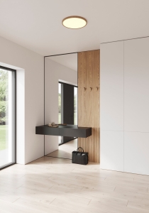 Brązowa okrągła lampa sufitowa płaski plafon Nordlux 47286004 Oja LED 22W 2700K 42,4cm ściemnialny