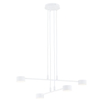 Biała lampa wisząca z rozpiętymi ramionami i płaskimi kloszami Emibig 1340/4 Modus 4xGX53 70cm