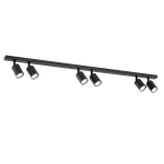 Czarna listwa z sześcioma regulowanymi reflektorami GU10 Emibig 1312/6 Flash 116cm