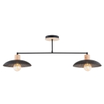 Czarno brązowa lampa sufitowa z dwoma drucianymi kloszami na listwie Emibig 1318/2 Kobe 2xE27 100cm
