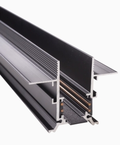 Czarna magnetyczna podtynkowa szyna 1m Max Light MT0006 płyta GK pojedyncza lub podwójna 12,5 mm