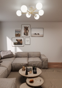 Biało złota lampa sufitowa sześć białych kul na listwie Emibig 1234/6 Magnum 6xE14 75cm