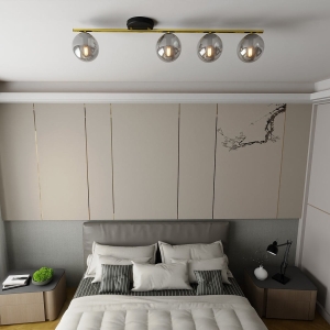 Lampa sufitowa złota listwa i cztery grafitowe klosze Emibig 1250/4 Monza 3xE14 80cm