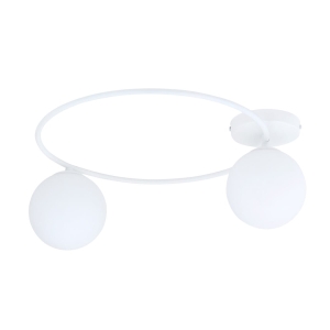 Lampa sufitowa biała obręcz z dwoma białymi kloszami kulami Emibig 1258/2 Sopra 47cm