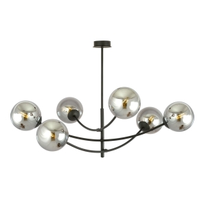 Czarna lampa sufitowa z wygiętymi ramionami i grafitowymi kloszami Emibig 1100/6 Hunter 6xE14 89cm