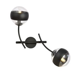 Czarny kinkiet nowoczesna lampa ścienna z dwoma kloszami kulami Emibi 1101/K2 Hunter 2xE14
