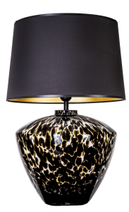 Lampa stołowa z malowaną szklaną podstawą i czarno złotym abażurem 4Concepts L034102227 Ravenna E27 61cm x 40cm