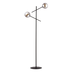Czarna lampa podłogowa z dwoma grafitowymi kloszami kulami Emibig 1167/LP2 Linear 2xE14 150cm