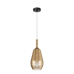 Nowoczesna czarno złota lampa wisząca z bursztynowym kloszem Maytoni MOD271PL-01B7 Duality E27 16cm