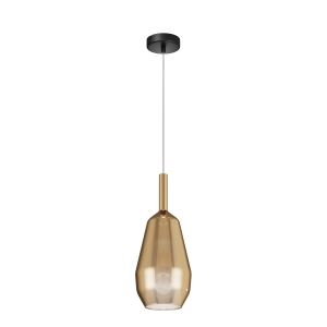 Nowoczesna czarno złota lampa wisząca z bursztynowym kloszem Maytoni MOD271PL-01B7 Duality E27 16cm
