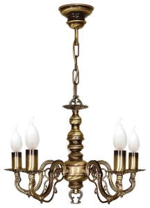 Patynowany klasyczny żyrandol świecznikowy na łańcuchu Lemir O1315/W5 Antares 5xE14 45cm