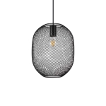 Czarna lampa wisząca metalowa siatka Ideal Lux 328119 Net sp1 d24 E27