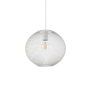 Biała lampa wisząca metalowa kula siatka Ideal Lux 328102 Net sp1 d29 E27 29.5cm