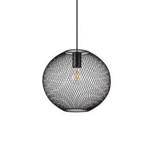 Czarna lampa wisząca metalowa kula siatka Ideal Lux 313788 Net sp1 d29 E27 29.5cm