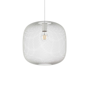 Biała matowa lampa wisząca metalowa siatka Ideal Lux 328133 Net sp1 d34 E27 34cm