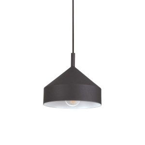 Czarno-biała lampa wisząca z metalowym kloszem Ideal Lux 281568 Yurta sp1 d21 E27 21cm