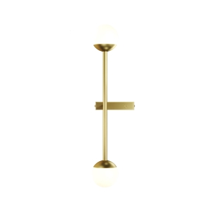 Złota lampa ścienna z dwoma białymi kloszami kulami Maytoni MOD285WL-L10BS3K Touch LED 10W 3000K