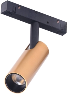 Złoty reflektor na czarny szynoprzewód magnetyczny Multiline Oxyled 896228 Mini Spot LED 7W 545LM 3000K 60stopni Dali