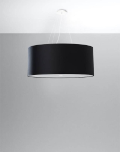Żyrandol wiszący z szerokim kloszem Sollux Lighting SL.0790 2BM OTTO 70 czarny 6xE27 70cm