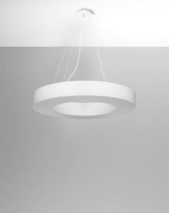 Żyrandol wiszący z wąskim kloszem pierścieniowym Sollux Lighting SL.0753 SATURNO SLIM 70 biały 6xE27 70cm