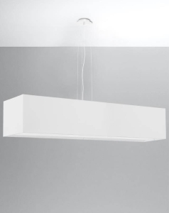 Żyrandol wiszący na linkach duży klosz prostopadłościan Sollux Lighting SL.0781 2BM SANTA 120 biały 5xE27 120cm
