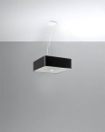 Żyrandol wiszący na linkach abażur kwadratowy z tkaniny i szkła Sollux Lighting SL.0774 2BM LOKKO 45 czarny 5xE27 45cm