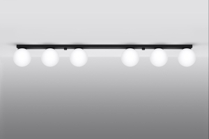 Plafon sufitowy sześć szklanych kloszy kul na listwie Sollux Lighting SL.1155 YOLI 6 czarny 6xG9