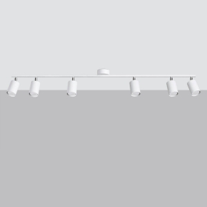 Plafon sufitowy sześć opraw stalowych tub regulowanych na listwie Sollux Lighting SL.1228 Bittersweet Shimmer LEMMI 6L biały 6xGU10