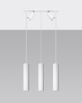 Lampa wisząca trzy długie wąskie stalowe tuby dwa reflektory regulowane na listwie Sollux Lighting SL.1098 Bittersweet Shimmer RING 3 biały 5xGU10