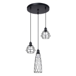 Lampa wisząca trzy stalowe ażurowe klosze w loftowym stylu Sollux Lighting SL.1166 Powder Blue SUBA 3P czarna 3xE27