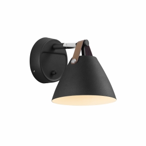 Lampa ścienna Kinkiet z włącznikiem i kablem Nordlux 84291003 Strap 15 GU10 17cm x 21,5cm skórzany pas czarna