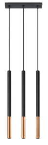Lampa wisząca trzy długie wąskie tuby na listwie Sollux Lighting SL.0889 Ocean Green MOZAICA 3L czarny/miedź 3xG9
